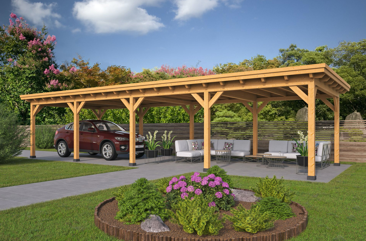 Carport Holz Flachdach 1036 x 378