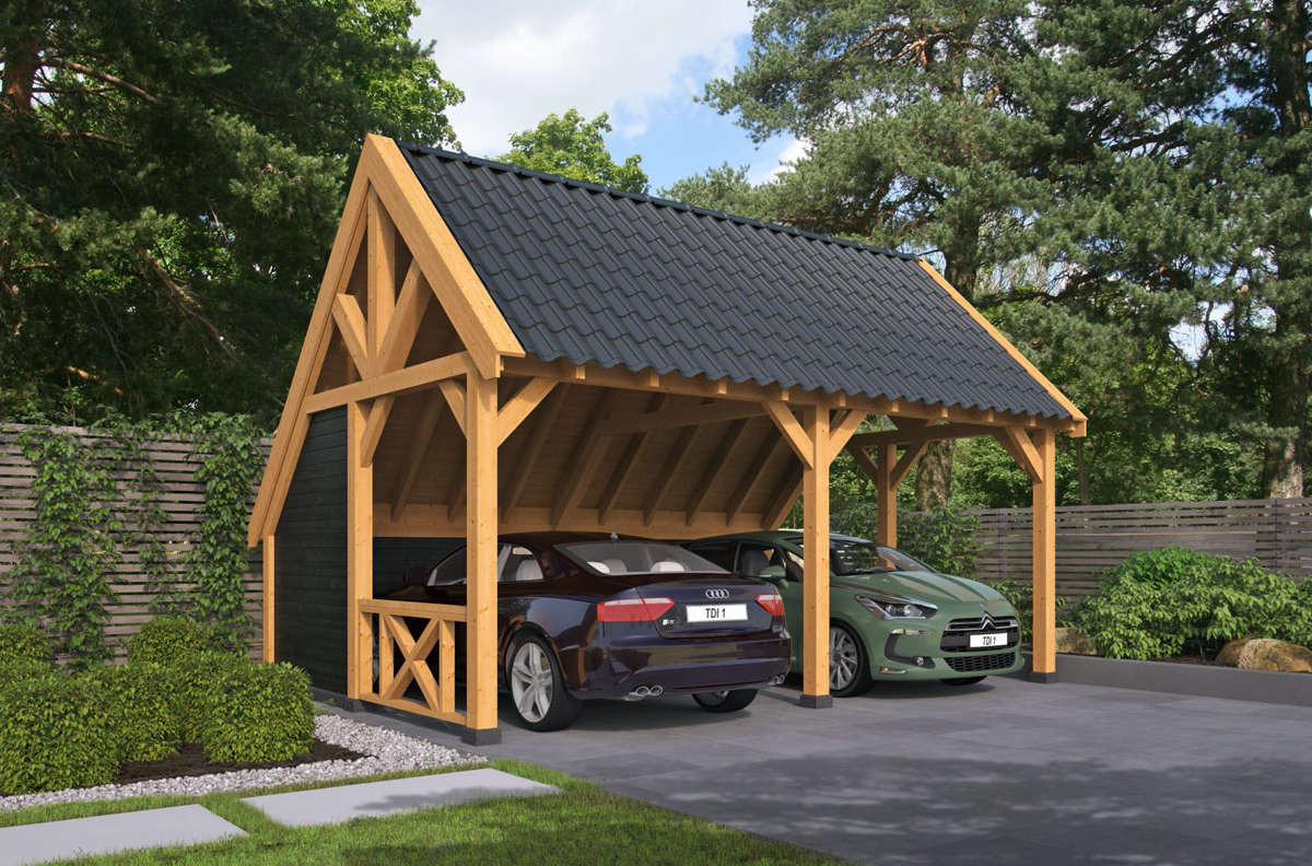 Carport Scheune 600 x 460 typ1 schwarz