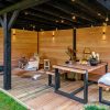 Terrassenüberdachung Holz schwarz Boden