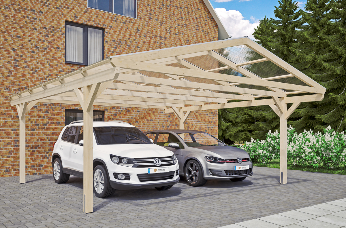 Carport Holz 570 x 648 Natur